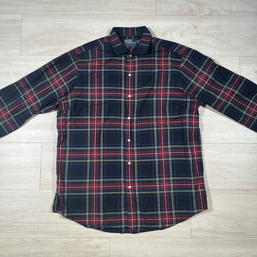 Polo Ralph Lauren Shirt Mens XL Red Plaid Classic Fit Button up Long Sleeve 90s - Picture 3 of 9